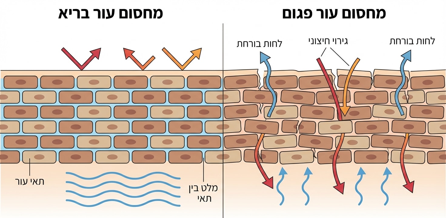 עור רגיש ואדמומי: הרגעה ושיקום המחסום העורי
